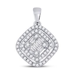 1/3 CTW Womens Baguette Diamond Kite Set 14kt White Gold - REF-34T3V