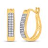 Image 1 : 1/4 CTW Womens Round Diamond Hoop Earrings 10kt Yellow Gold - REF-27M3F
