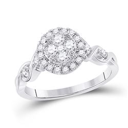 1/2 CTW Womens Round Diamond Cluster Halo Ring 10kt White Gold - REF-48V3Y