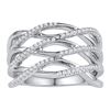 Image 1 : 1/4 CTW Womens Round Diamond Openwork Crossover Strand Band Ring 10kt White Gold - REF-30A7M