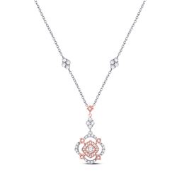 1/2 CTW Womens Round Diamond Offset Square Necklace 10kt Two-tone Gold - REF-47V6Y
