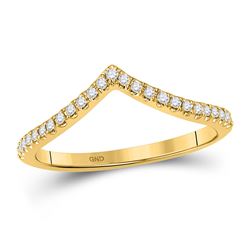 1/5 CTW Womens Round Diamond Chevron Stackable Band Ring 10kt Yellow Gold - REF-24V5Y