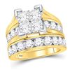 Image 1 : 5 CTW Princess Diamond Bridal Wedding Ring 14kt Yellow Gold - REF-773V7Y
