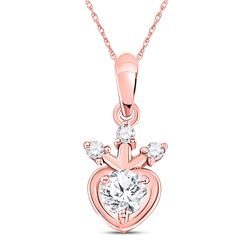1/4 CTW Womens Round Diamond Heart Pendant 14kt Rose Gold - REF-29A9M