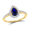 Image 1 : 1 CTW Womens Pear Lab-Created Blue Sapphire Teardrop Ring 10kt Yellow Gold - REF-25A9M