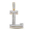 Image 1 : 1 & 1/3 CTW Mens Round Diamond Initial L Letter Charm Pendant 10kt Yellow Gold - REF-105R7X