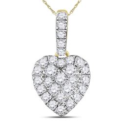 1/3 CTW Womens Round Diamond Heart Pendant 14kt Yellow Gold - REF-27T3V