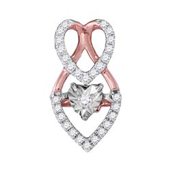 1/6 CTW Womens Moving Round Diamond Heart Pendant 10kt White Gold - REF-20R5X