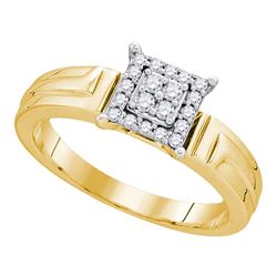 1/5 CTW Womens Round Diamond Square Cluster Ring 10kt Yellow Gold - REF-29A4M