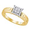 Image 1 : 1/5 CTW Womens Round Diamond Square Cluster Ring 10kt Yellow Gold - REF-29A4M
