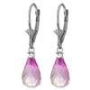 Genuine 4.6 ctw Pink Topaz & Diamond Earrings 14KT White Gold - REF-30K2V