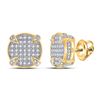 Image 1 : 1/4 CTW Mens Round Diamond Circle Stud Earrings 10kt Yellow Gold - REF-28W5H