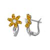 Genuine 1.10 ctw Citrine & Diamond Earrings 14KT White Gold - REF-36X3M