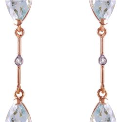 Genuine 6.01 ctw Aquamarine & Diamond Earrings 14KT Rose Gold - REF-50W2Y