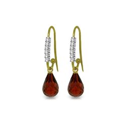 Genuine 4.68 ctw Garnet & Diamond Earrings 14KT Yellow Gold - REF-40Z7N