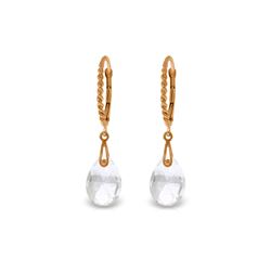 Genuine 6 ctw White Topaz Earrings 14KT Rose Gold - REF-30Y6F