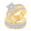 Image 1 : 2 & 1/5 CTW His Hers Round Diamond Cluster Matching Wedding Set 14kt Yellow Gold - REF-218A2M