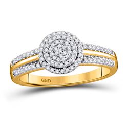 1/4 CTW Round Diamond Circle Cluster Bridal Wedding Engagement Ring 10kt Yellow Gold - REF-21X8T