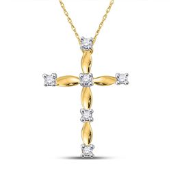 1/20 CTW Womens Round Diamond Cross Pendant 10kt Yellow Gold - REF-8M3F