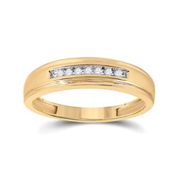 1/12 CTW Mens Round Diamond Wedding Band Ring 14kt Yellow Gold - REF-30V5Y