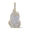 Image 1 : 7/8 CTW Mens Round Diamond Praying Hands Charm Pendant 10kt Yellow Gold - REF-62W6H