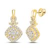 Image 1 : 1/2 CTW Womens Princess Diamond Cushion Cluster Dangle Earrings 14kt Yellow Gold - REF-51R8X