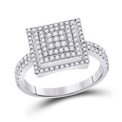 1/2 CTW Womens Round Diamond Square Cluster Ring 10kt White Gold - REF-28V5Y