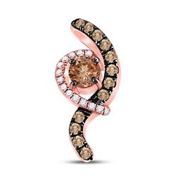 1/3 CTW Womens Round Smoky Quartz Diamond Fashion Pendant 10kt Rose Gold - REF-19F2W