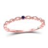 Image 1 : 0.01 CTW Womens Round Blue Sapphire Milgrain Stackable Band Ring 10kt Rose Gold - REF-9H5R