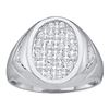 Image 1 : 1/4 CTW Mens Round Diamond Oval Cluster Ring 14kt White Gold - REF-41X5T