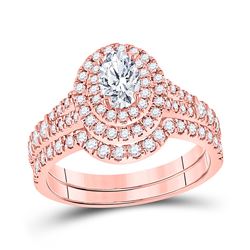 1 & 1/4 CTW Oval Diamond Bridal Wedding Ring 14kt Rose Gold - REF-201F7W