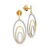 Image 1 : 1/2 CTW Womens Round Diamond Oval Dangle Earrings 10kt Two-tone Gold - REF-44M4F