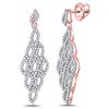 Image 1 : 3/4 CTW Womens Round Diamond Dangle Earrings 10kt Rose Gold - REF-47H6R