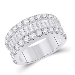 3 CTW Womens Baguette Diamond Anniversary Ring 14kt White Gold - REF-283M6F