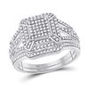Image 1 : 1/2 CTW Diamond Cluster Bridal Wedding Ring 10kt White Gold - REF-44M2F