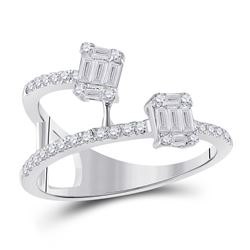 1/2 CTW Womens Baguette Diamond Fashion Ring 14kt White Gold - REF-57F2W