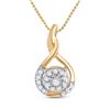 Image 1 : 1/10 CTW Womens Round Diamond Cluster Pendant 10kt Yellow Gold - REF-10W9H