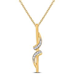 1/10 CTW Womens Round Diamond Vertical Bar Fashion Pendant 10kt Yellow Gold - REF-17F6W