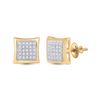 Image 1 : 1/6 CTW Mens Round Diamond Kite Square Earrings 10kt Yellow Gold - REF-19Y2N
