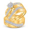 Image 1 : 1/2 CTW His Hers Round Diamond Cluster Matching Wedding Set 10kt Yellow Gold - REF-64R8X