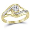 Image 1 : 1/4 CTW Womens Round Diamond Swirl Flower Cluster Ring 10kt Yellow Gold - REF-28R5X