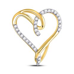 1/8 CTW Womens Round Diamond Heart Pendant 10kt Yellow Gold - REF-13R5X