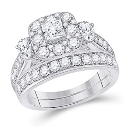 2 CTW Princess Diamond Bridal Wedding Ring 14kt Two-tone Gold - REF-228M3F