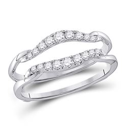 1/3 CTW Womens Round Diamond Wrap Ring 14kt White Gold - REF-48R5X