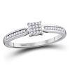 Image 1 : 1/10 CTW Round Diamond Square Cluster Bridal Wedding Engagement Ring 10kt White Gold - REF-12M2F