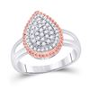 Image 1 : 1/3 CTW Womens Round Diamond Rope Teardrop Cluster Ring 10kt Two-tone Gold - REF-28X2T