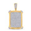 Image 1 : 2 & 1/5 CTW Mens Round Diamond Rectangle Charm Pendant 10kt Yellow Gold - REF-136X4T