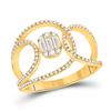 Image 1 : 1/2 CTW Womens Baguette Diamond Open Loop Cluster Fashion Ring 14kt Yellow Gold - REF-54H5R
