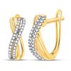 Image 1 : 1/5 CTW Womens Round Diamond Hoop Earrings 10kt Yellow Gold - REF-20W5H