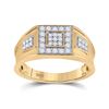 Image 1 : 1/2 CTW Mens Round Diamond Square Cluster Band Ring 14k Yellow Gold - REF-94R6X